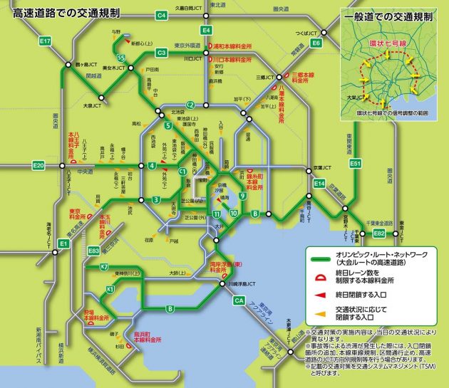 7月～9月の東京2020大会テスト等による交通規制