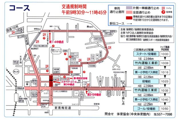 1/19「瑞穂町駅伝大会」による[梅70]迂回