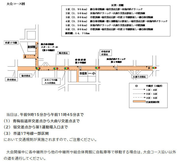 12/14、「武蔵村山市民駅伝競争大会」開催に伴う規制